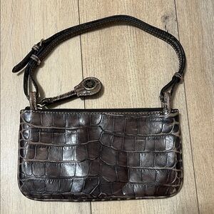 Dooney & Bourke Dark Brown Croc-Embossed Wristlet